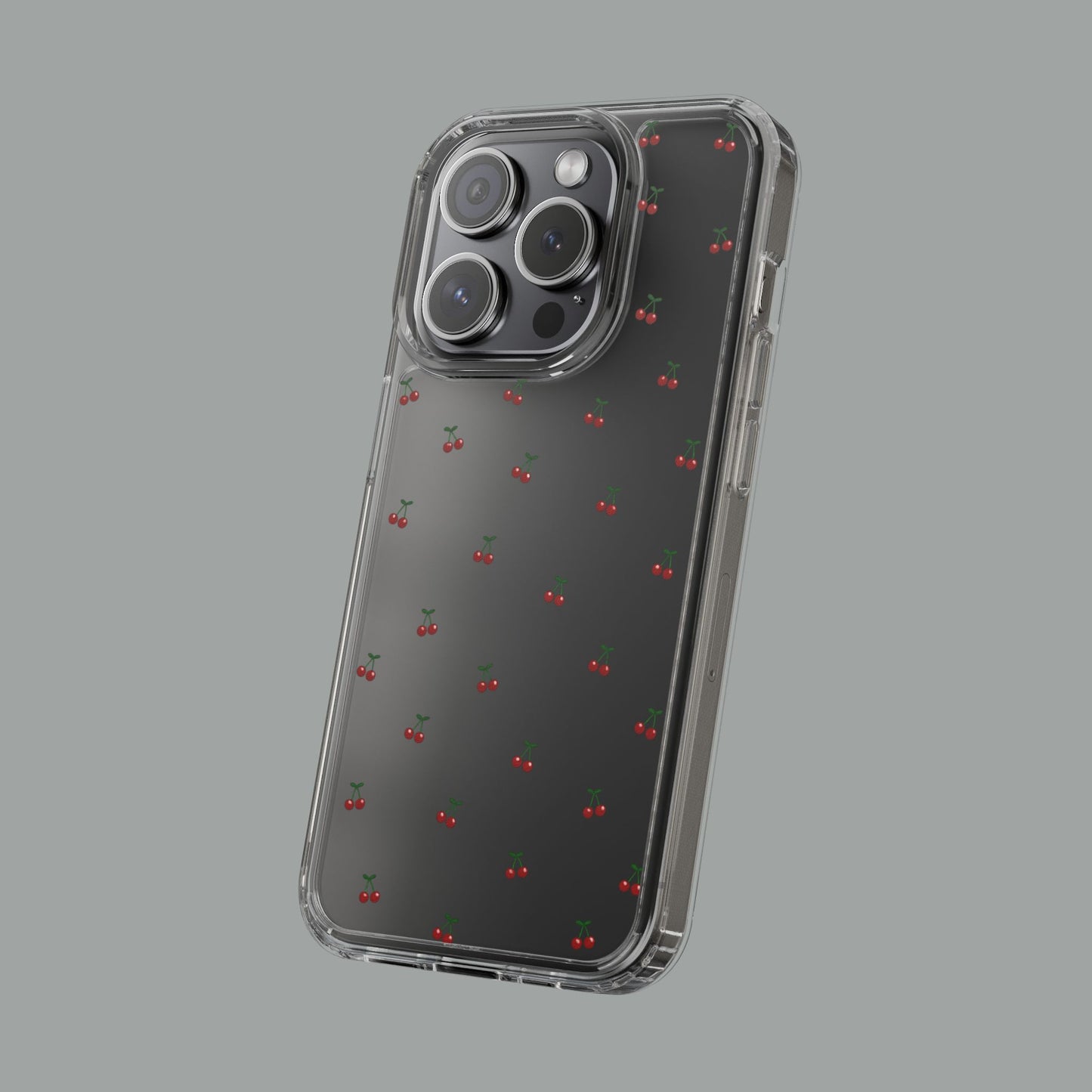 Cherry Bliss Clear Phone Case — Minimal Cherry Pattern Design