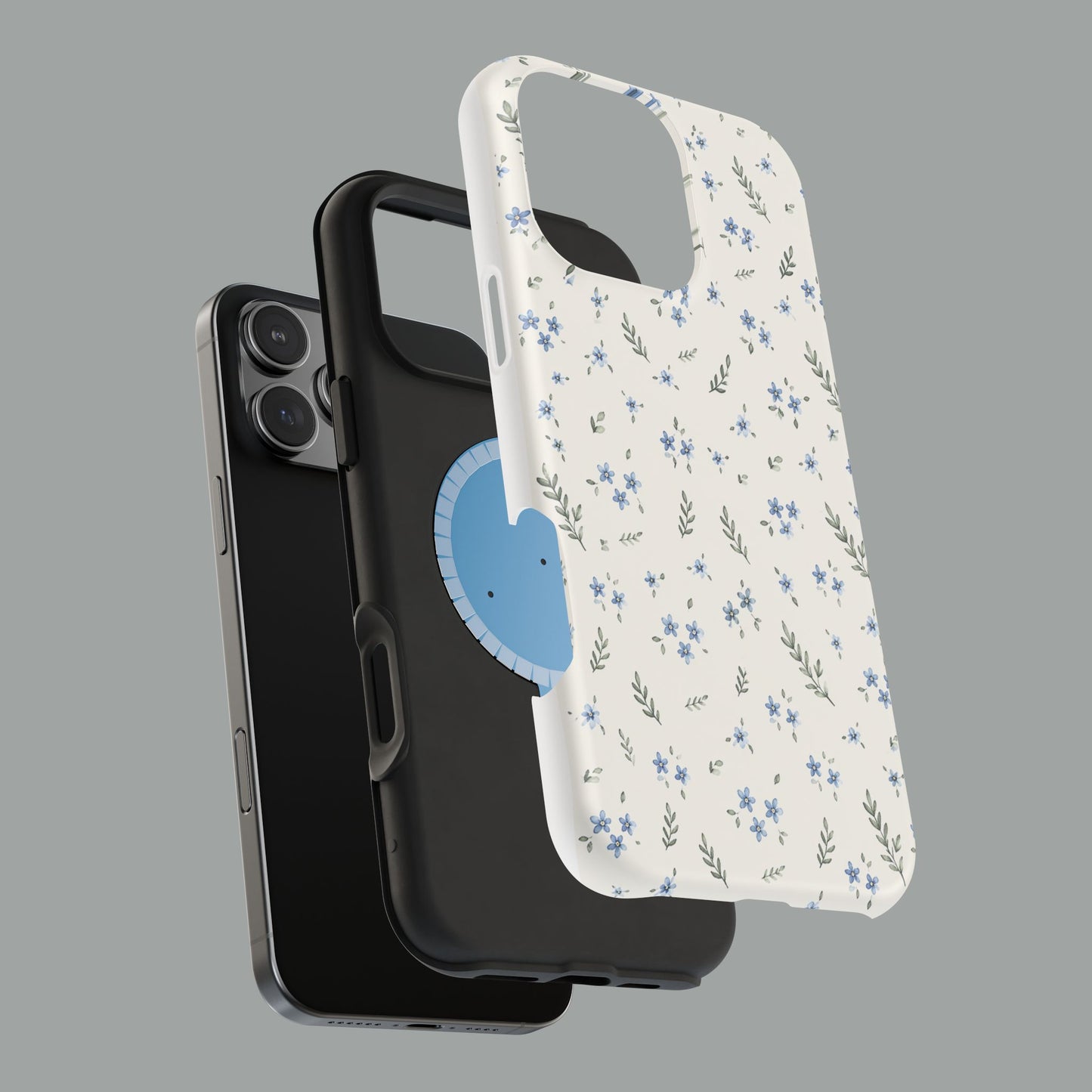 Floral Magnetic Impact-Resistant Phone Case — Delicate Blue Wildflowers