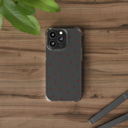 Cherry Bliss Clear Phone Case — Minimal Cherry Pattern Design