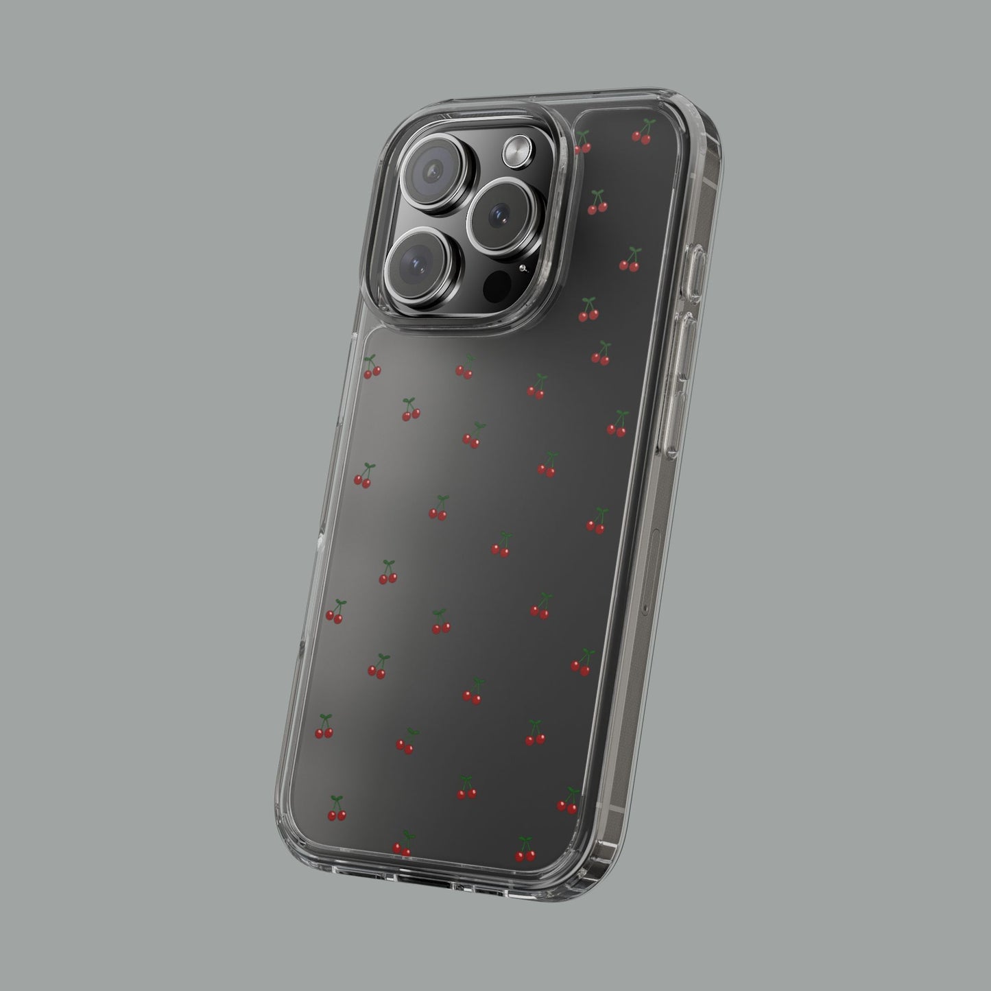 Cherry Bliss Clear Phone Case — Minimal Cherry Pattern Design