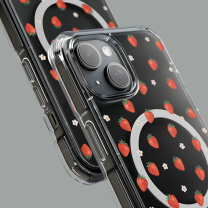 Strawberry Bloom MagSafe Impact Case — Protective Clear Case with Magnetic Compatibility