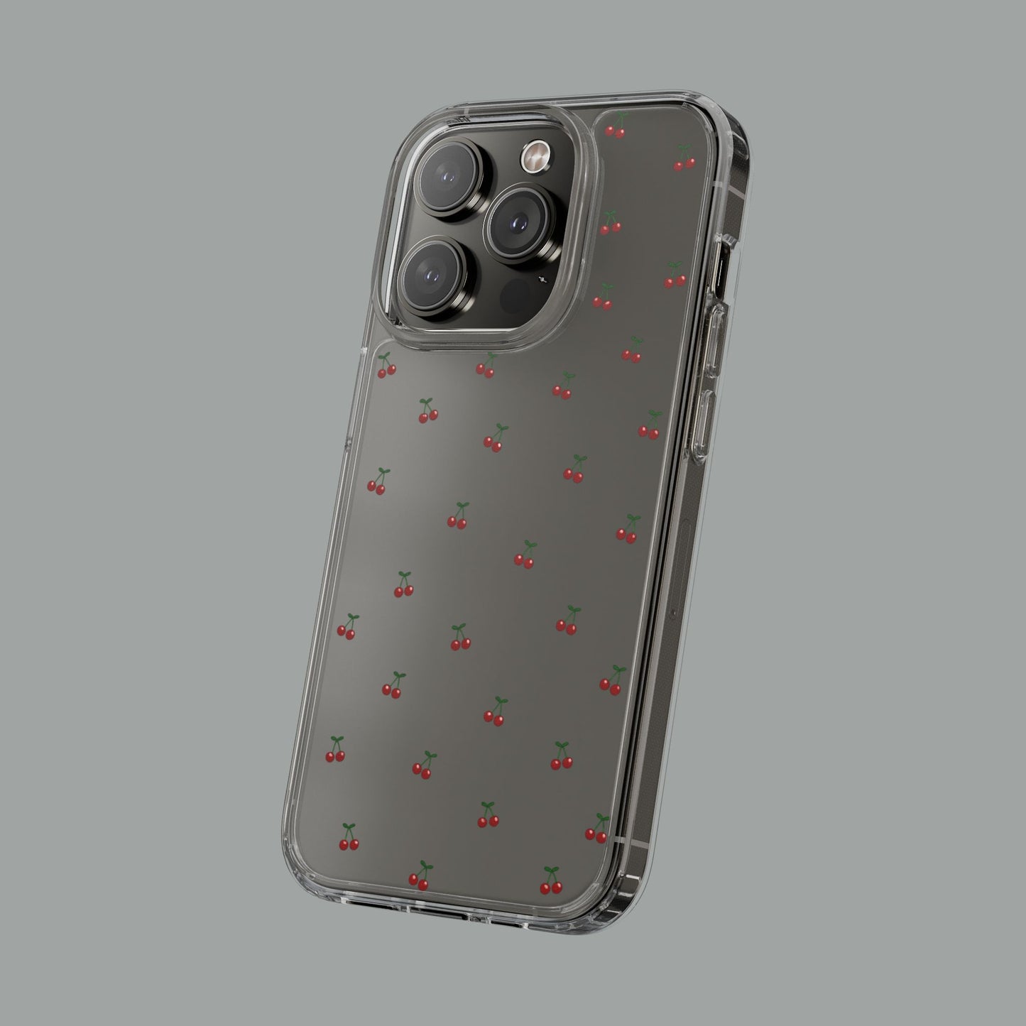 Cherry Bliss Clear Phone Case — Minimal Cherry Pattern Design