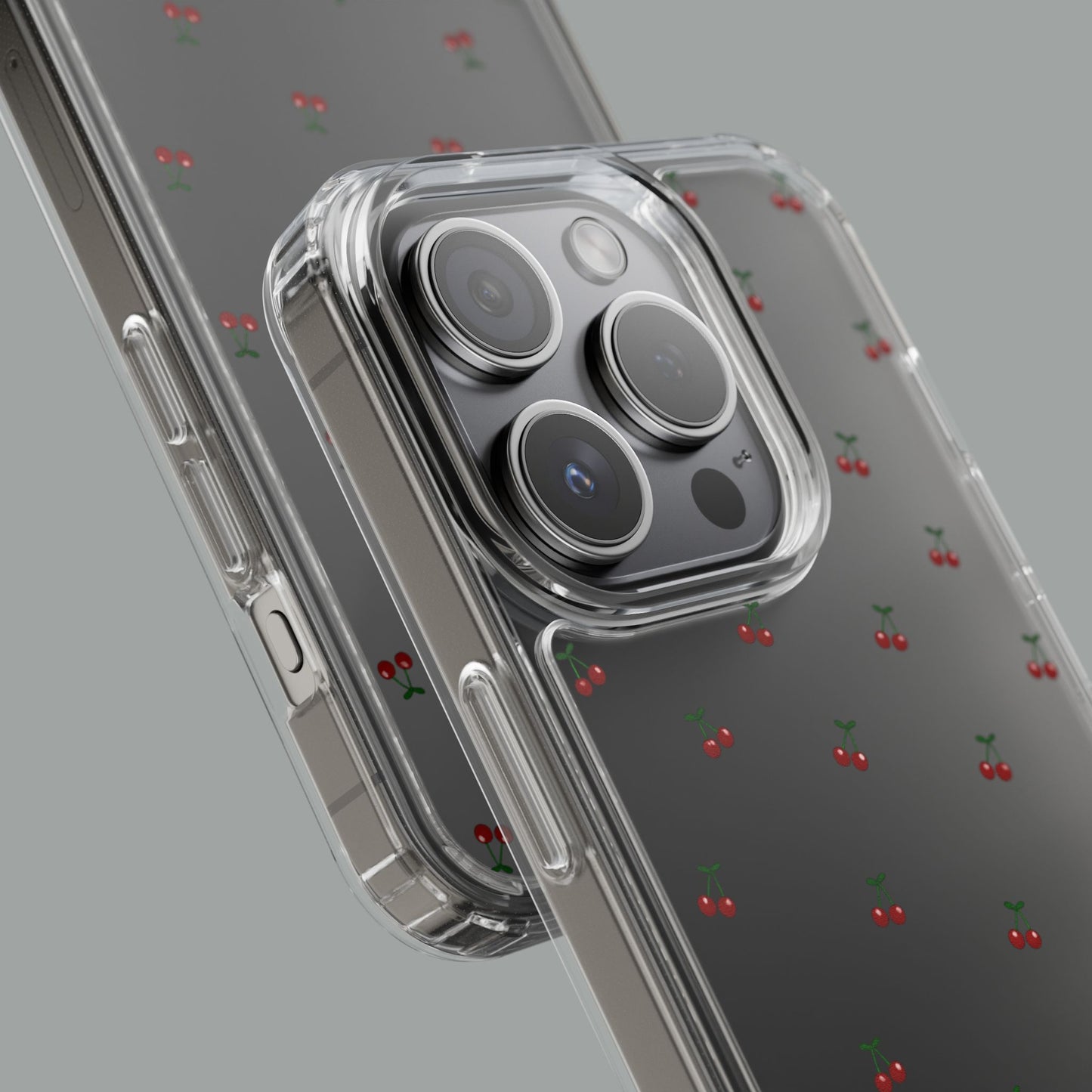 Cherry Bliss Clear Phone Case — Minimal Cherry Pattern Design