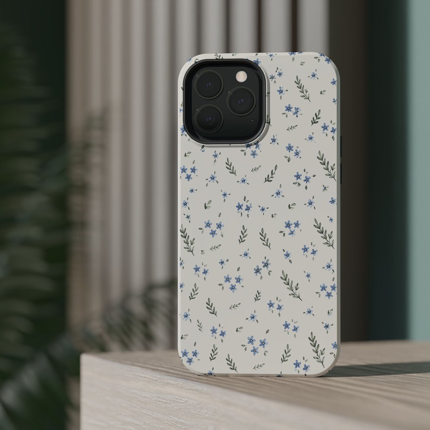 Floral Magnetic Impact-Resistant Phone Case — Delicate Blue Wildflowers