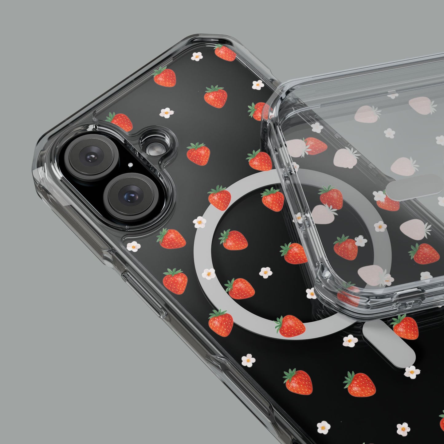Strawberry Bloom MagSafe Impact Case — Protective Clear Case with Magnetic Compatibility