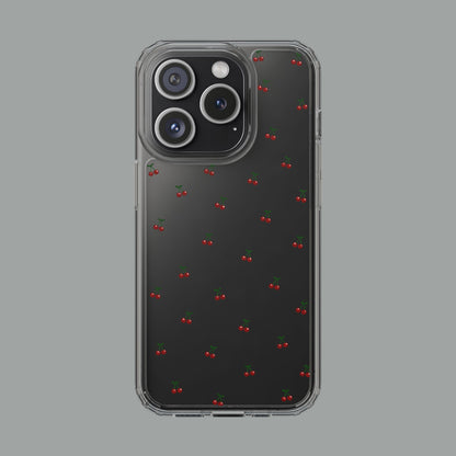 Cherry Bliss Clear Phone Case — Minimal Cherry Pattern Design