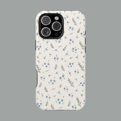 Floral Magnetic Impact-Resistant Phone Case — Delicate Blue Wildflowers