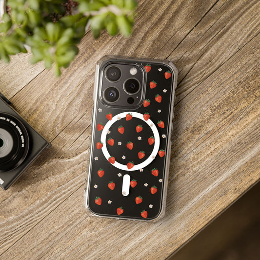 Strawberry Bloom MagSafe Impact Case — Protective Clear Case with Magnetic Compatibility