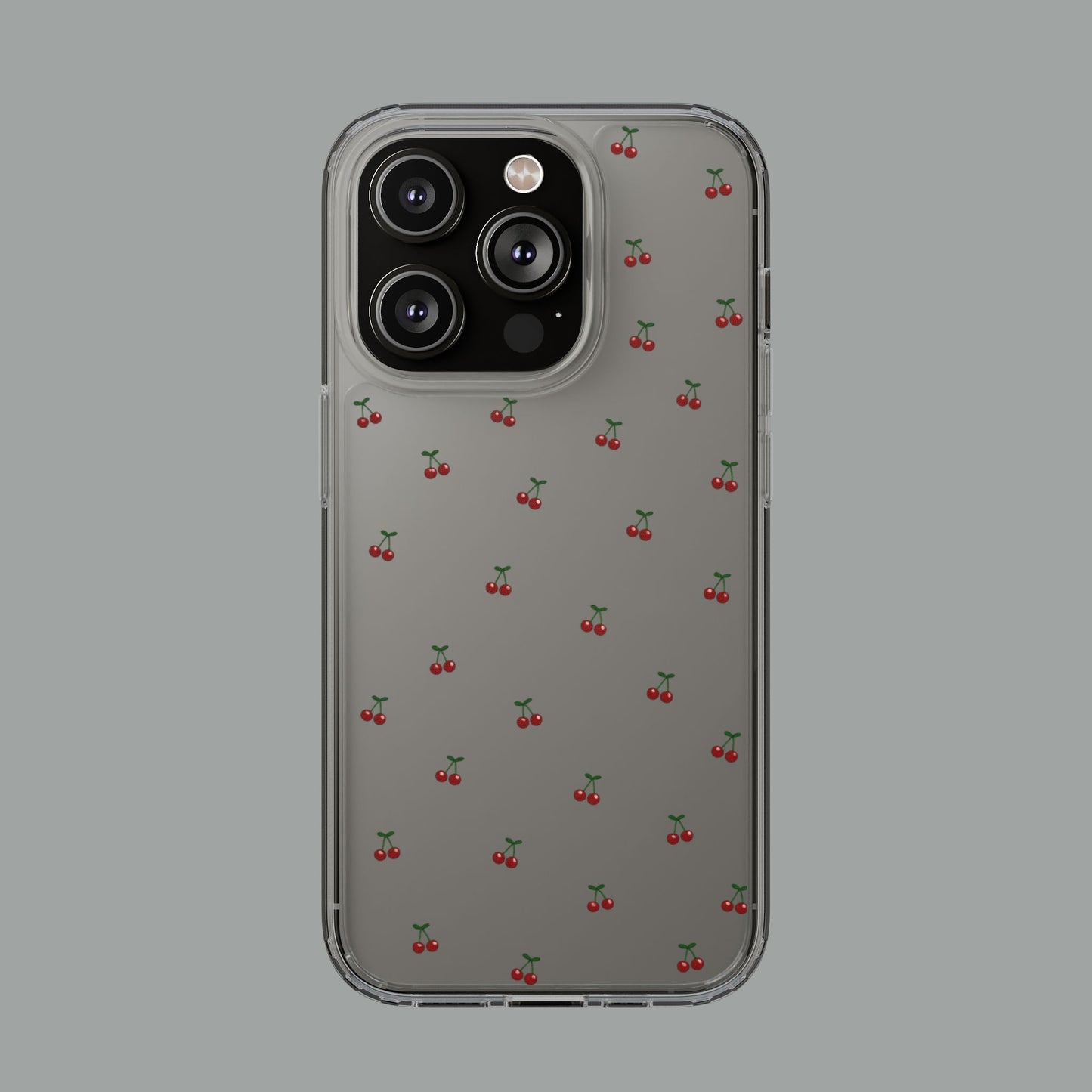 Cherry Bliss Clear Phone Case — Minimal Cherry Pattern Design