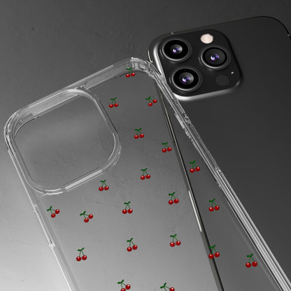 Cherry Bliss Clear Phone Case — Minimal Cherry Pattern Design