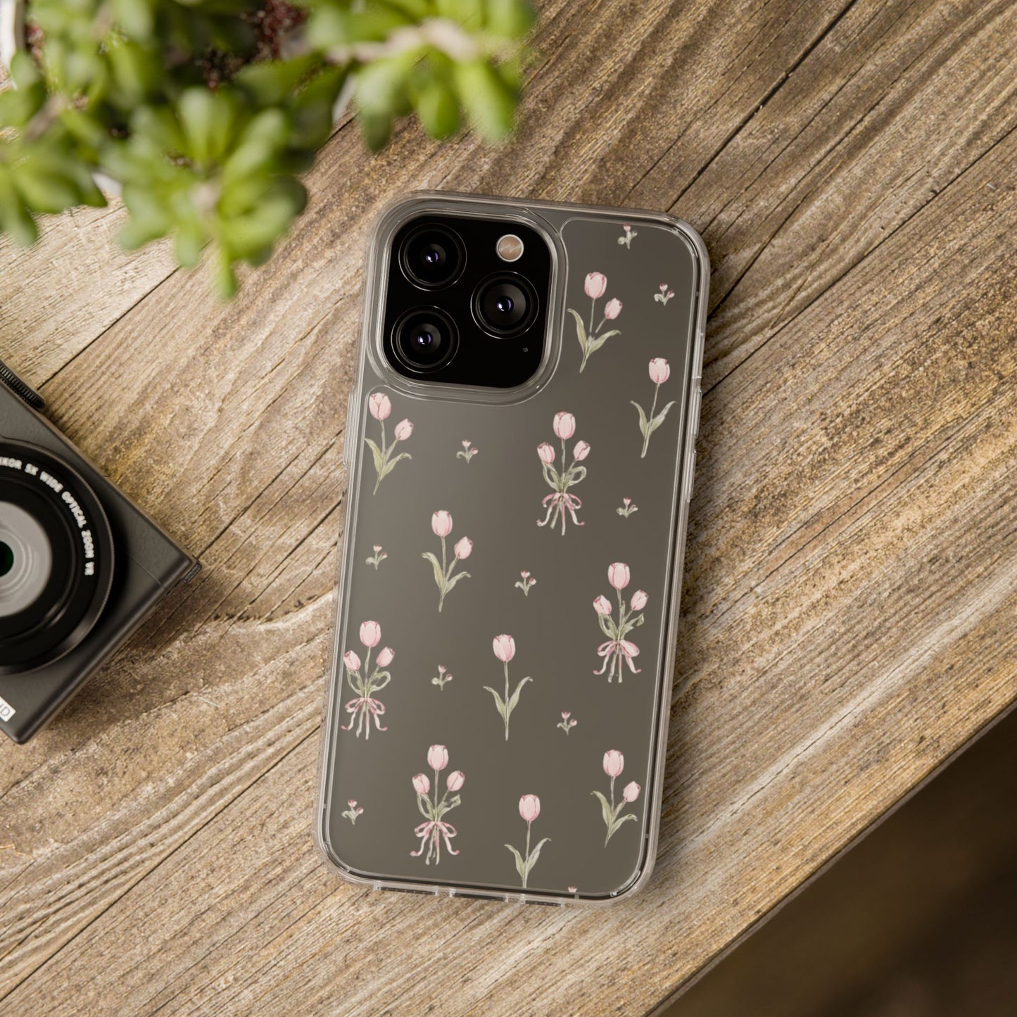 Pink Tulip Clear Phone Case