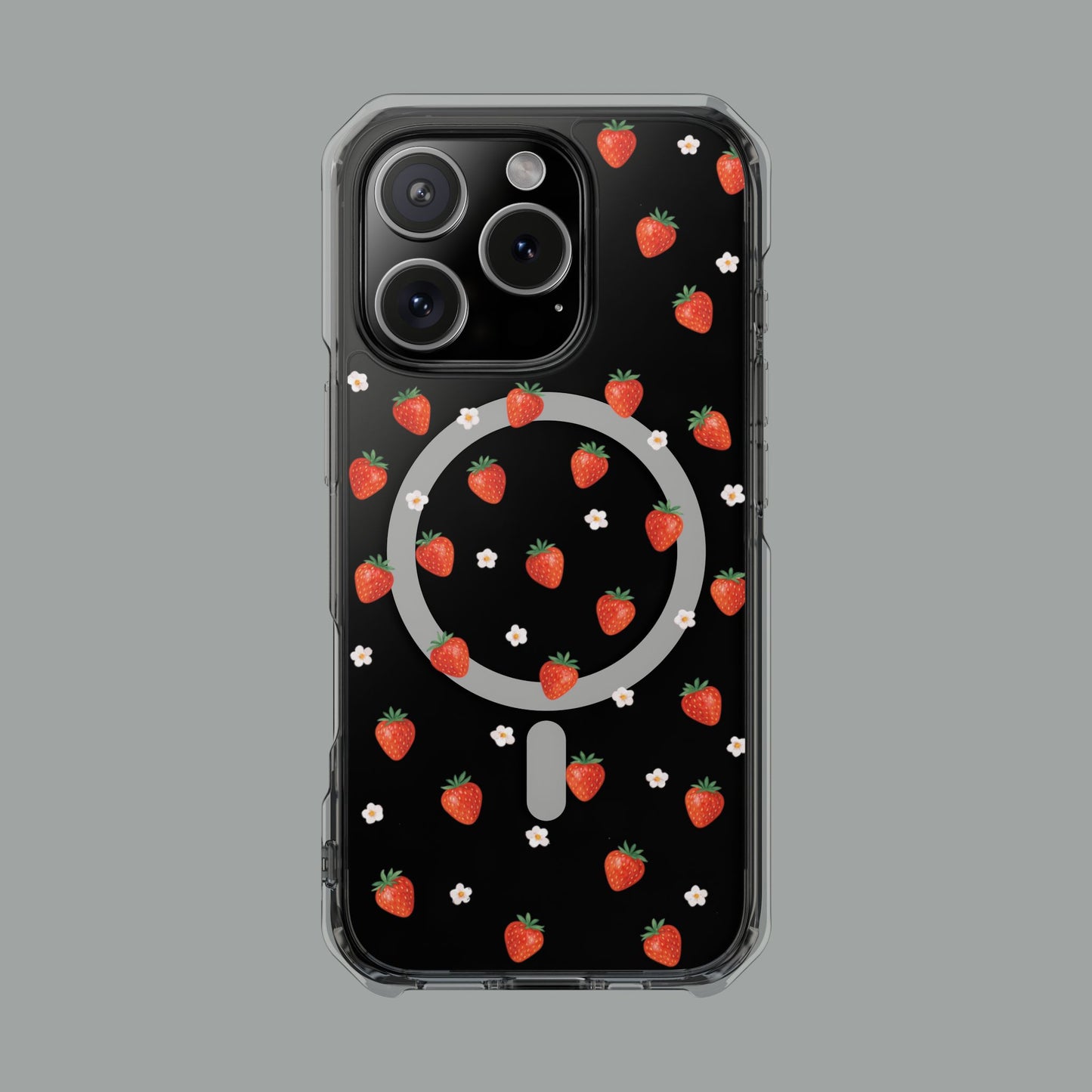 Strawberry Bloom MagSafe Impact Case — Protective Clear Case with Magnetic Compatibility