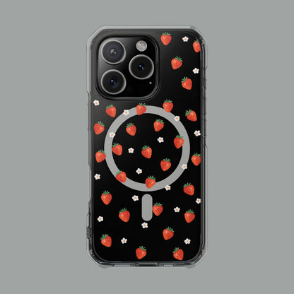 Strawberry Bloom MagSafe Impact Case — Protective Clear Case with Magnetic Compatibility