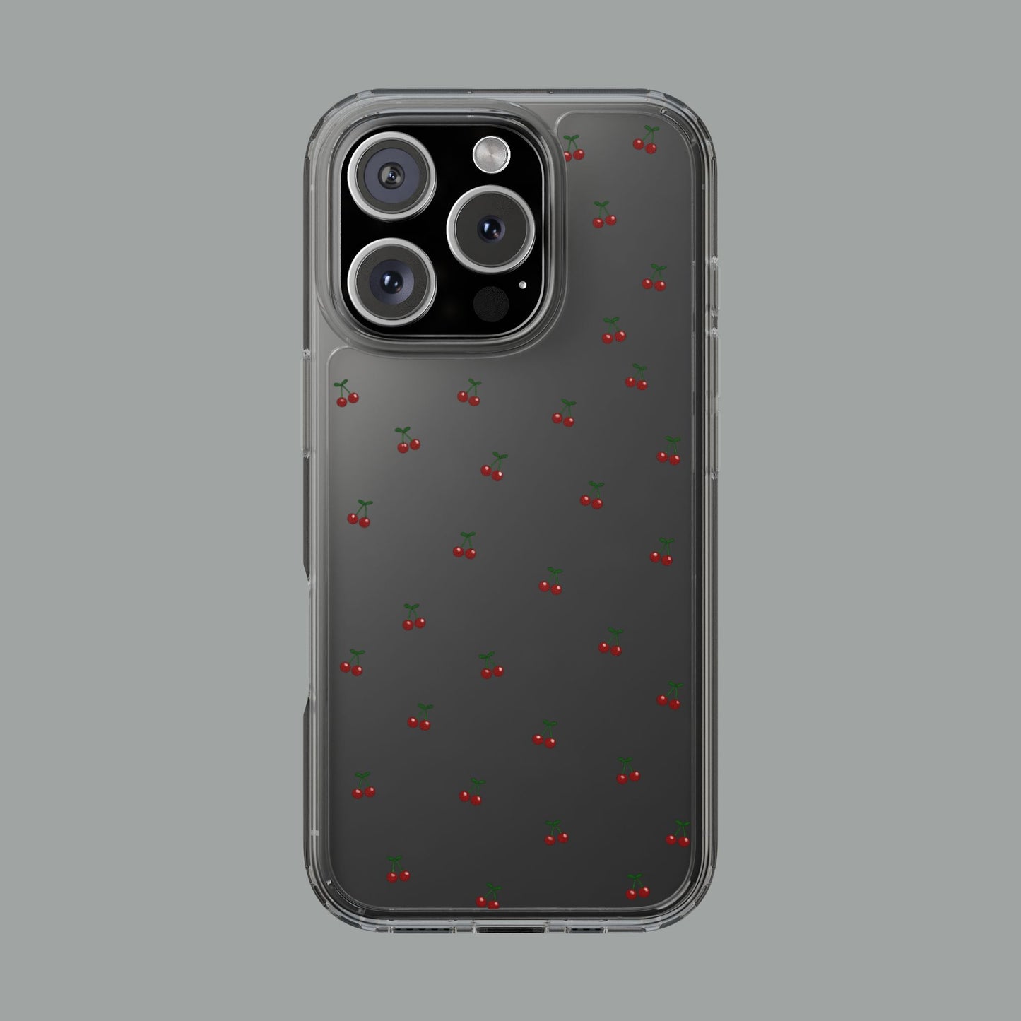 Cherry Bliss Clear Phone Case — Minimal Cherry Pattern Design