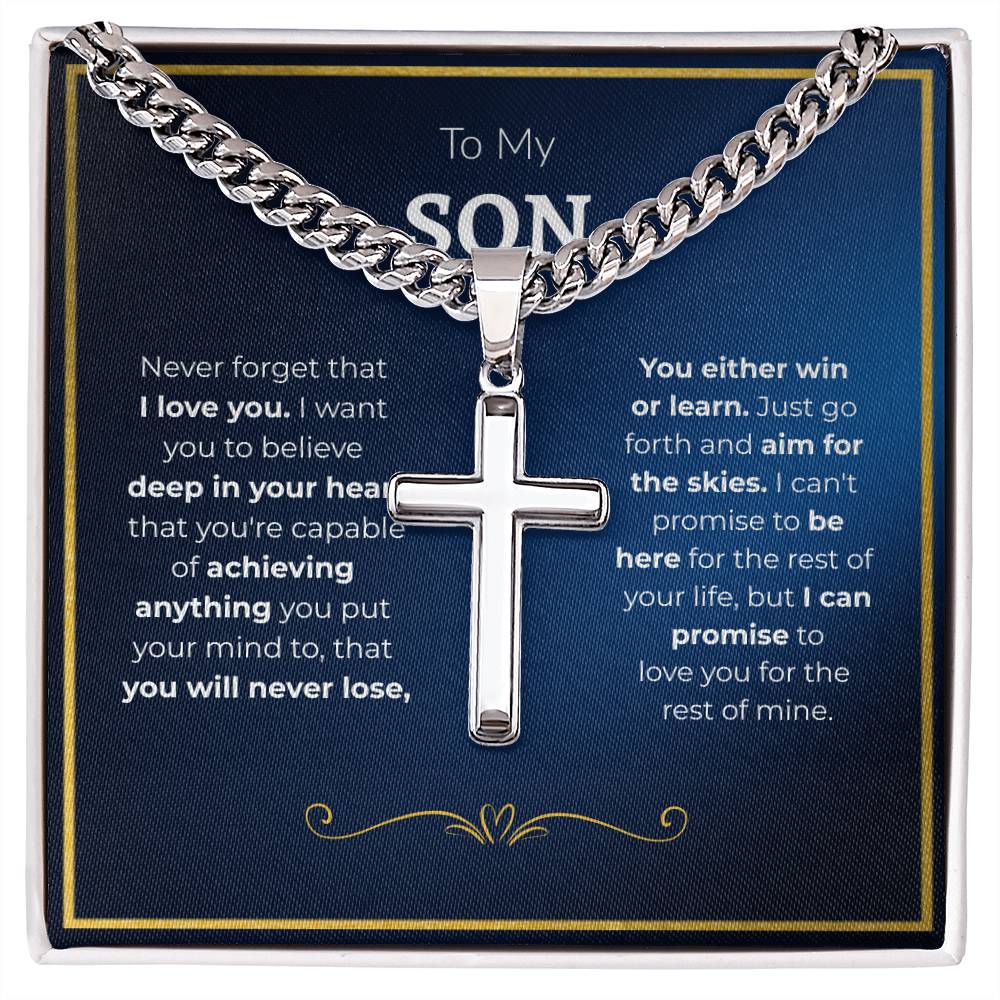 To My Son -- Cuban Chain Cross Necklace