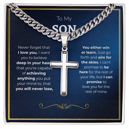 To My Son -- Cuban Chain Cross Necklace