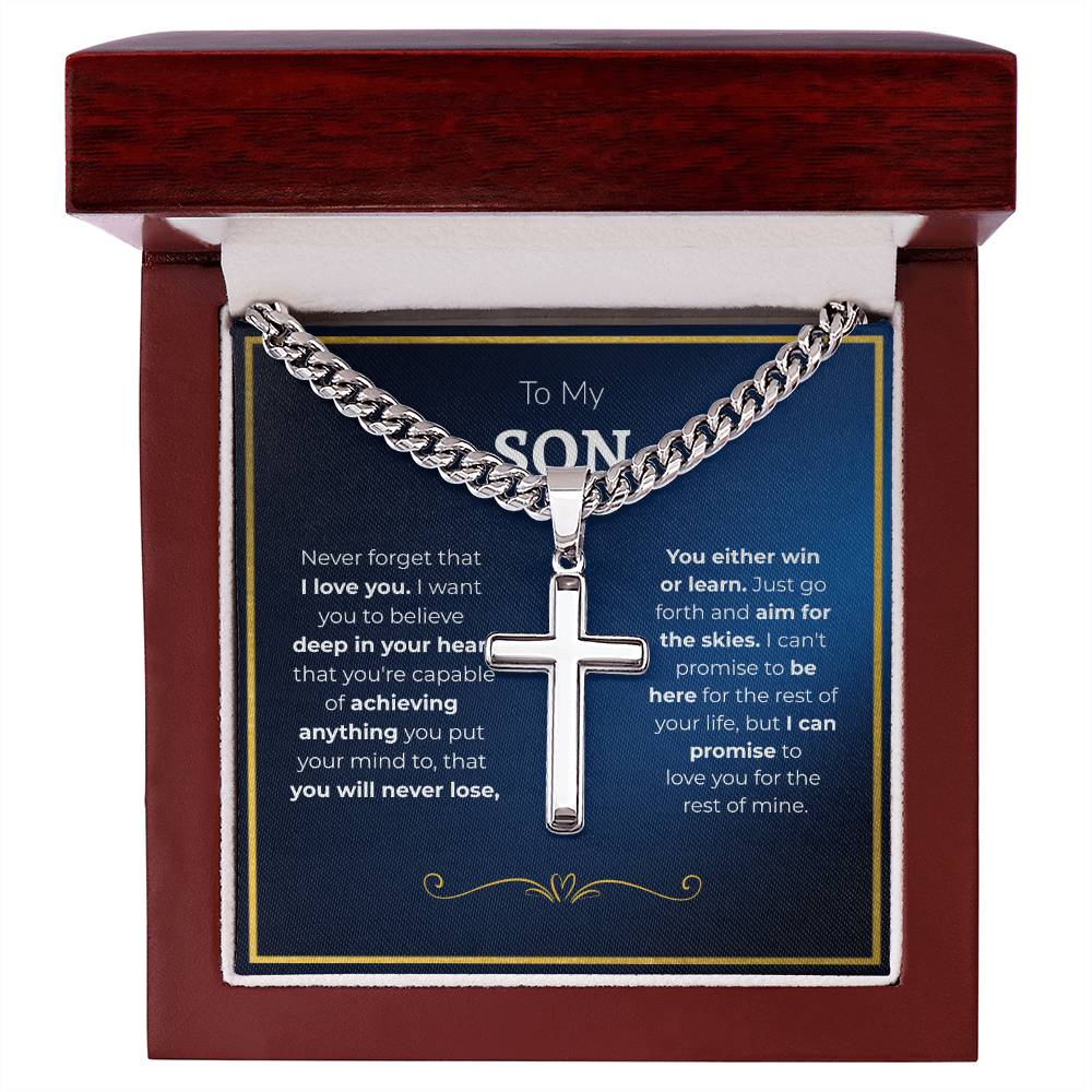 To My Son -- Cuban Chain Cross Necklace