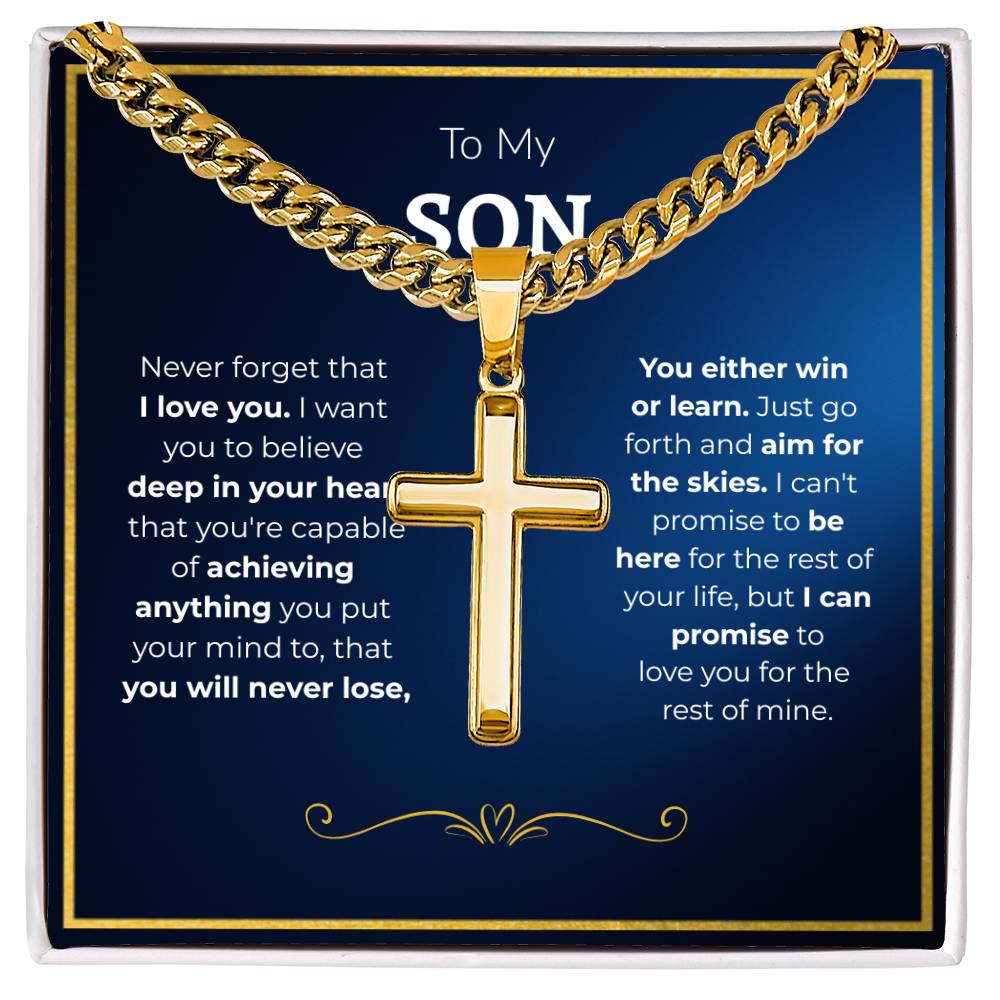To My Son -- Cuban Chain Cross Necklace
