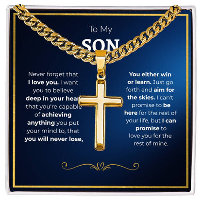 To My Son -- Cuban Chain Cross Necklace