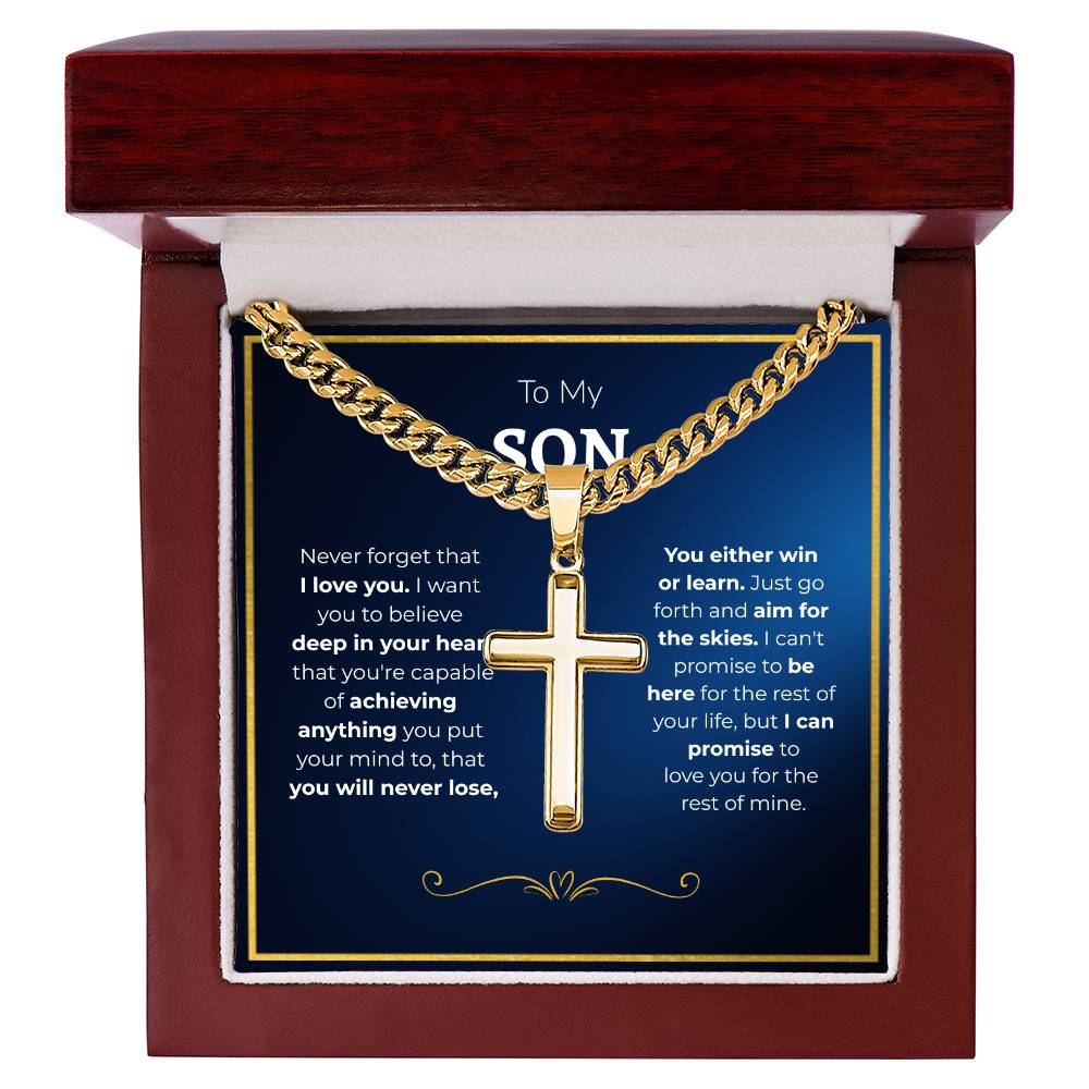 To My Son -- Cuban Chain Cross Necklace
