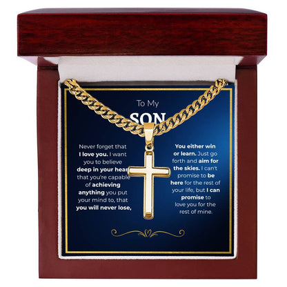 To My Son -- Cuban Chain Cross Necklace