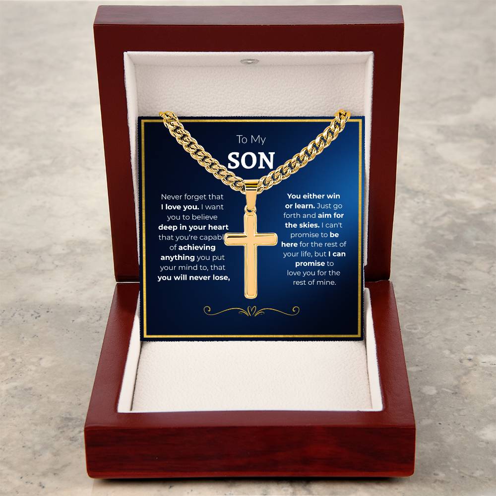To My Son -- Cuban Chain Cross Necklace